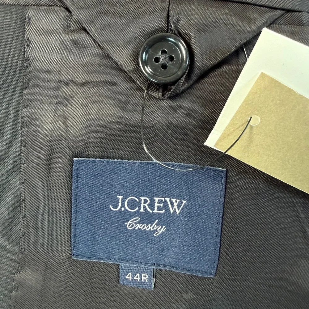 J.Crew Mens Size 44R Crosby Suit Jacket Black Loro Piana Italian Wool BM161 NWT